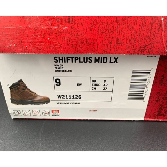 Wolverine Shiftplus Mid LX Safety Boots Brown Leather Men's Size 9EW Steel Toe - Picture 2 of 13